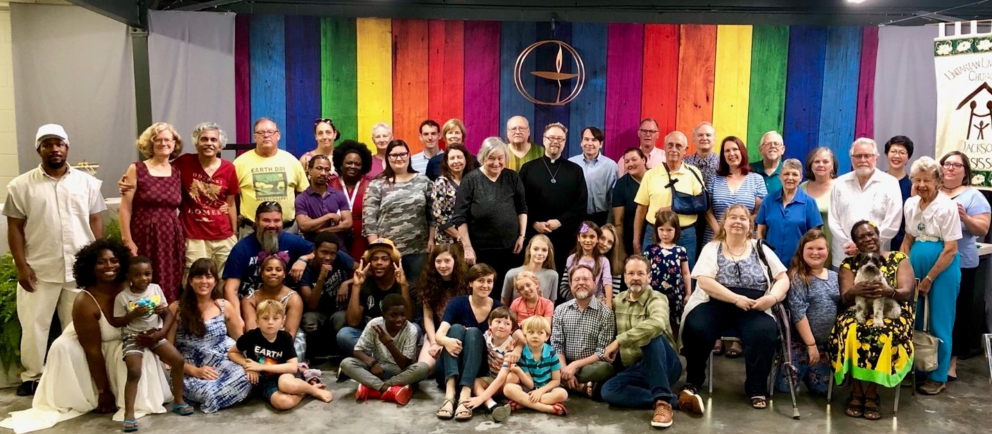 Group photo of UUCJ members and friends on Transition Sunday 9/8/2019