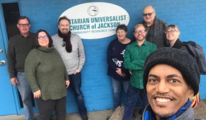 UUCJ Members and Southern Region staff in front of the UUCJ West Street building