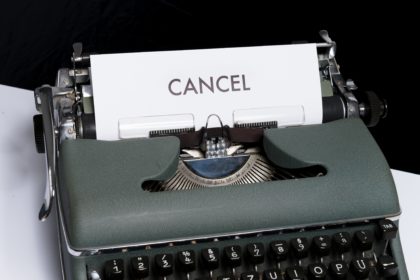 typewriter, page with cancel typed out