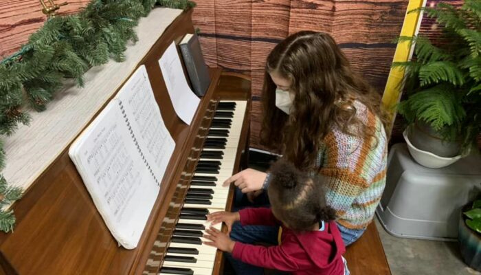 Playing the piano