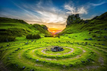 landscape with pagan sacred spiral