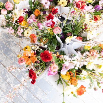 bundles of assorted flowers