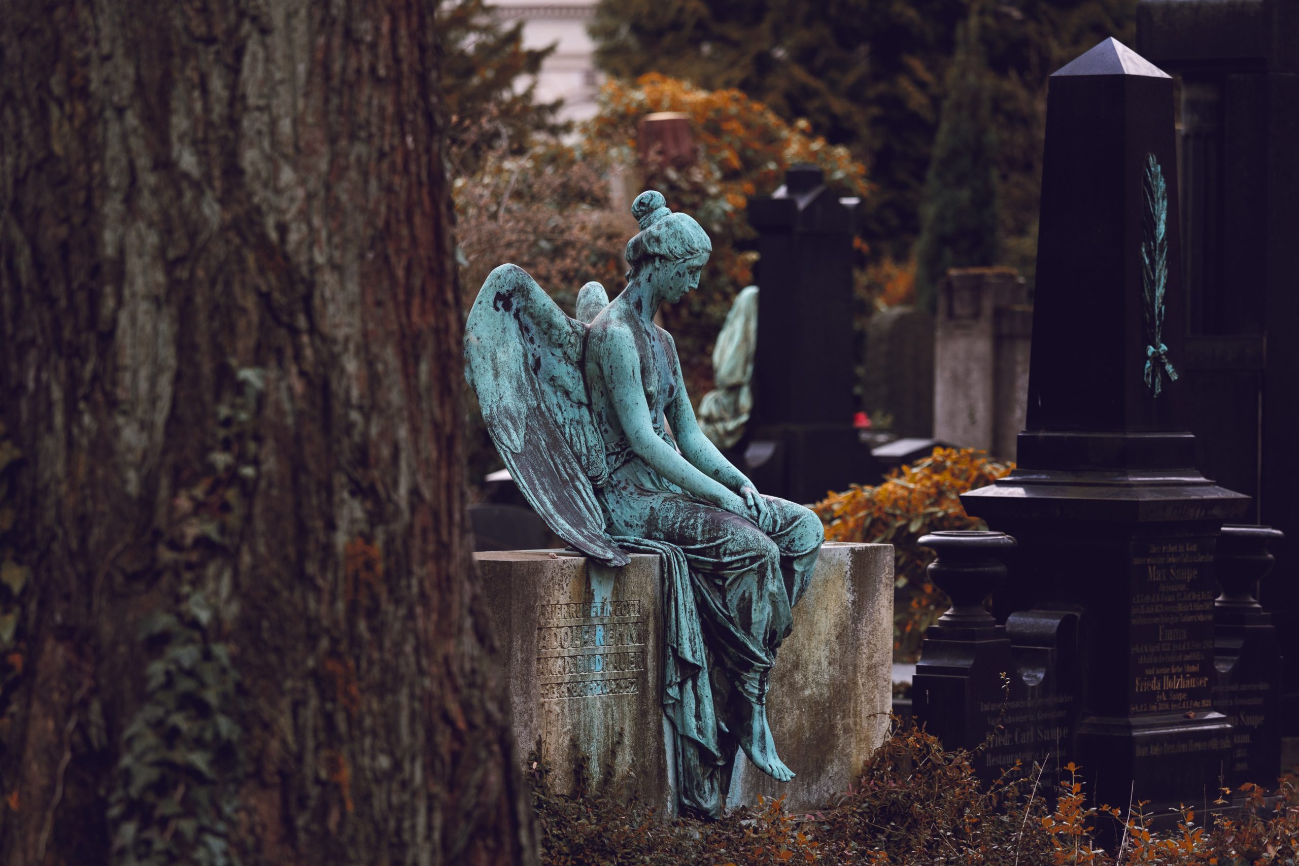 cemetery, angel statue